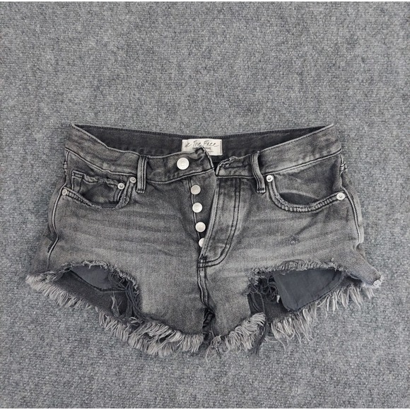 Free People Pants - We The Free people Micro Shorts Womens 25 Black Gray Cut Off Fringe Button Fly